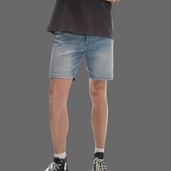 Topman Straight Leg Denim Shorts Light Blue Wash Size 34 NWT - Picture 8 of 9